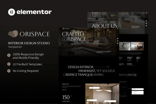 best Orispace interior design Elementor template kit download