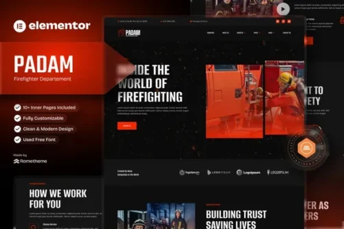 best fire department Elementor template kit instant download