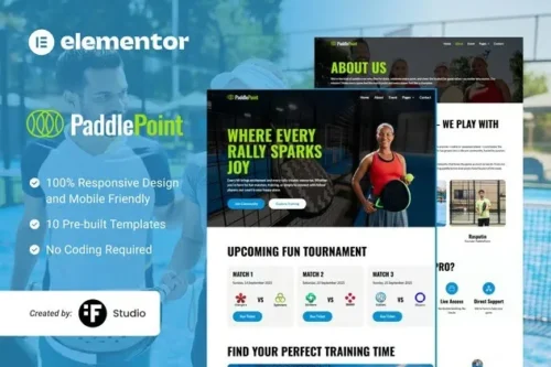 best PaddlePoint Elementor template for paddle sports website download