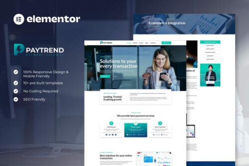 best Paytrend fintech Elementor template instant download