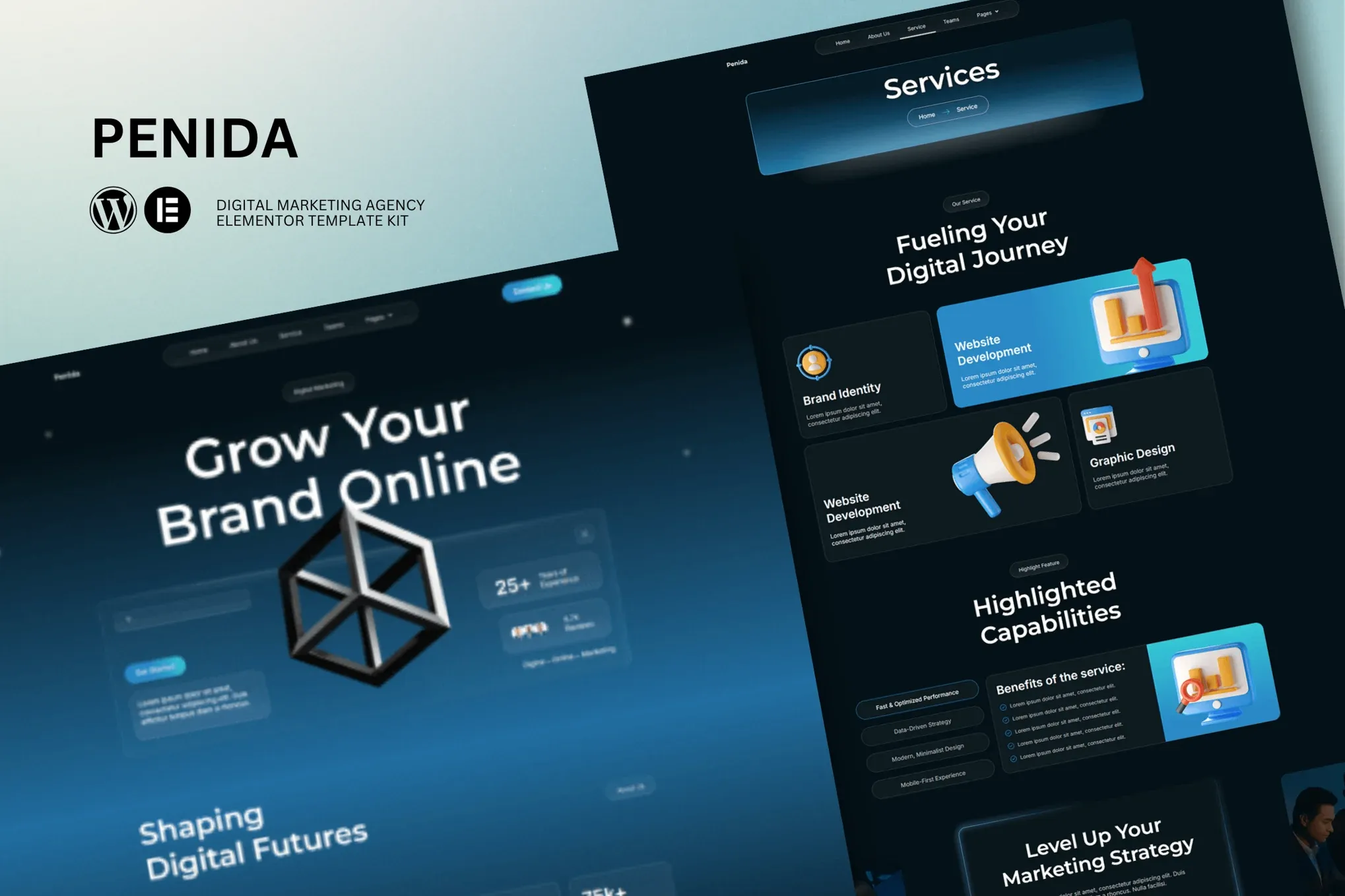 Penida - Digital Marketing Agency Elementor Template Kit best digital marketing agency template kit download
