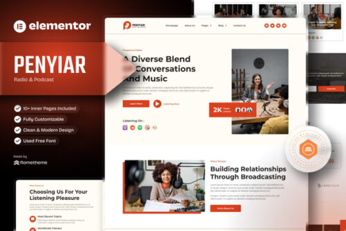 best radio podcast elementor template for website download