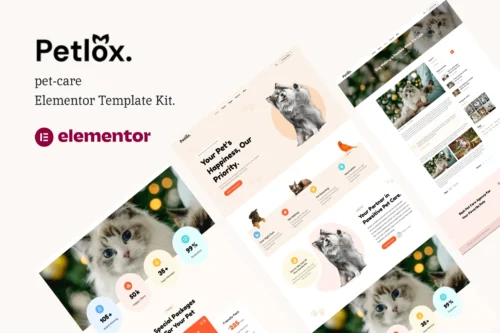 best pet care Elementor template kit instant download