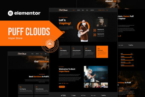 best Puff Clouds vape store Elementor template download