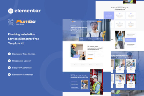 best plumbing Elementor template instant download