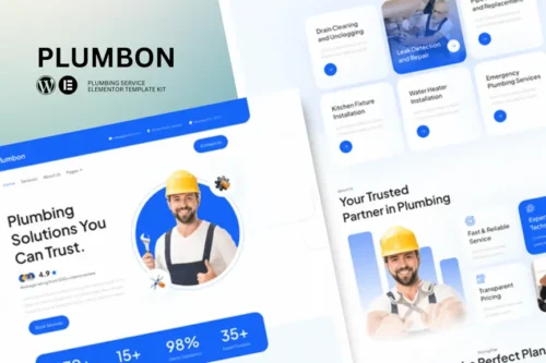 best Plumbon plumbing Elementor template kit download