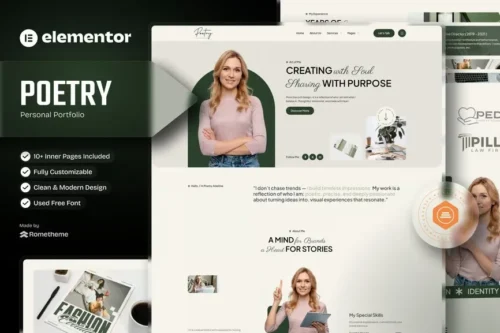 best Poetry portfolio template kit instant download