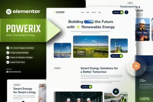 best solar website template download for Elementor