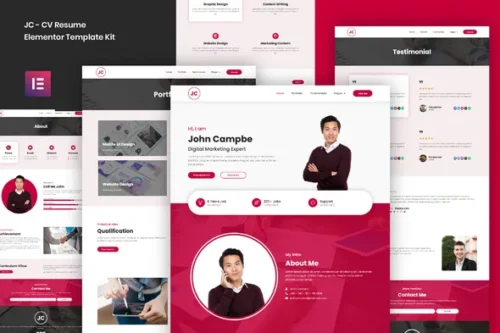 best CV resume Elementor template kit instant download