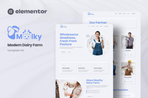 best Moolky dairy farm Elementor template instant download