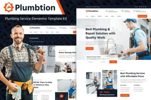 best Plumbtion Elementor template kit for plumbing websites instant download