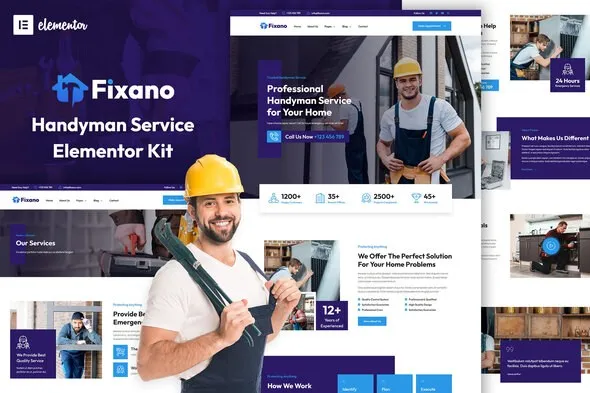 https://previews.customer.envatousercontent.com/files/426331335/Preview.jpg Fixano handyman Elementor template kit preview screenshot