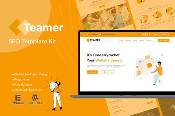 Teamer - SEO Marketing Elementor Template Kit best SEO marketing template kit for Elementor instant download