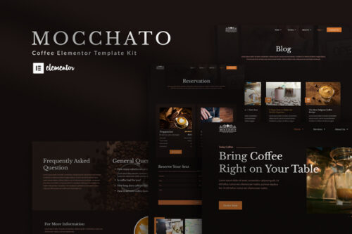 best coffee shop Elementor template with instant download