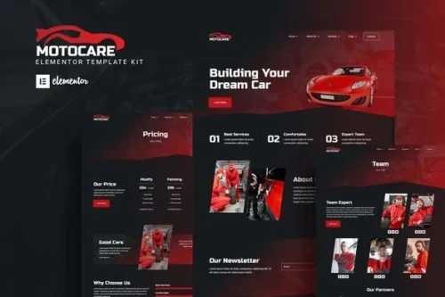 best car modification Elementor template kit instant download