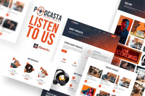 best podcast Elementor template kit instant download