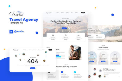 best travel agency Elementor template kit instant download