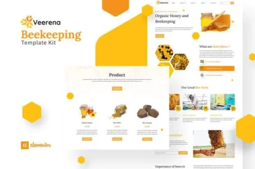 best honey bee website template instant download for Elementor