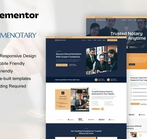 PrimeNotary - Notary Public & Legal Services Elementor Pro Template Kit