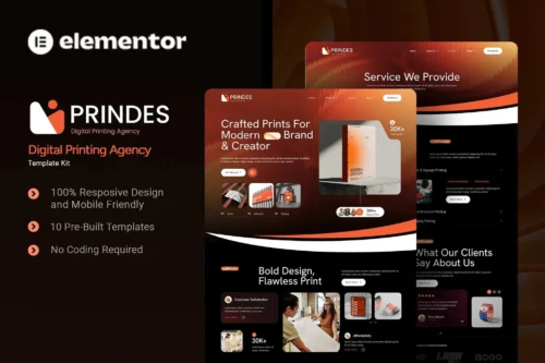 best Prindes Elementor printing template kit download