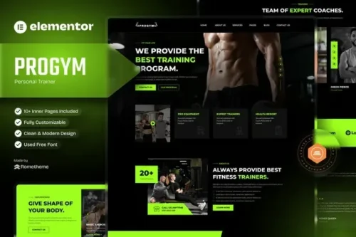 best Progym personal trainers Elementor template download