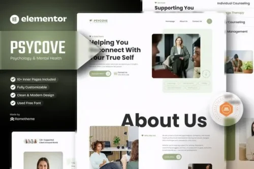 best psychology Elementor template kit instant download