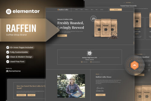 best coffee shop Elementor template kit instant download