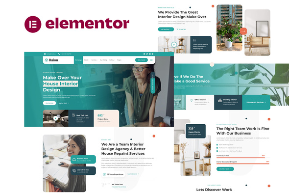 Raiou - Home Interior Design Elementor Template Kit best Home Interior Design Elementor Template download
