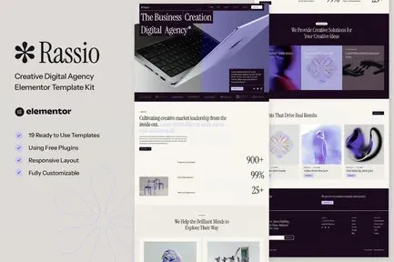 best digital agency Elementor template instant download