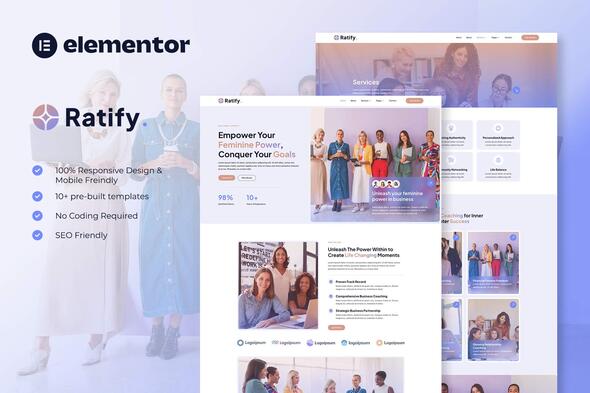 Ratify - Feminine Business Coaching Elementor Template Kit best feminine coaching Elementor template instant download