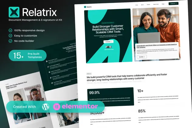 Relatrix – CRM SAAS Platform Elementor Template Kit fo best Relatrix CRM Elementor template kit download