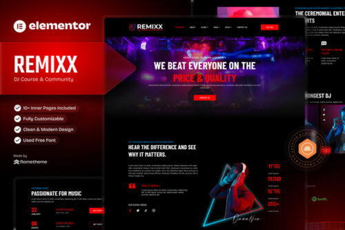 best DJ course Elementor template kit instant download