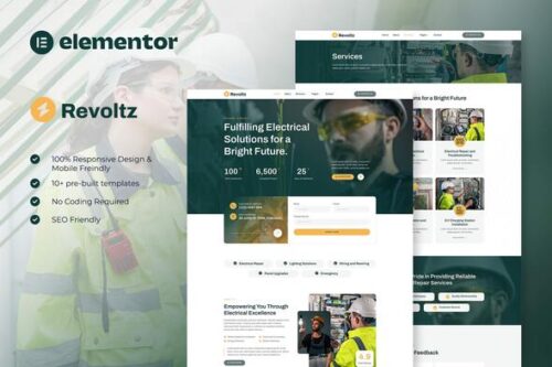 best electrical services Elementor template kit instant download