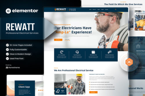 best electrical services elementor template kit download