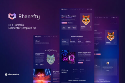 best Rhanefty NFT portfolio Elementor template instant download