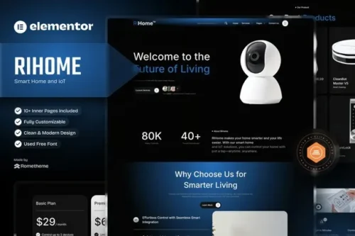 best smart home Elementor template kit instant download