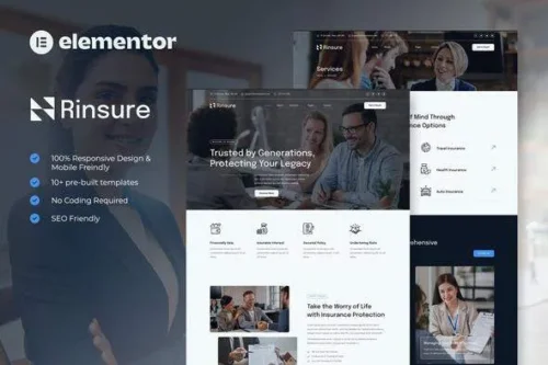 best insurance agency Elementor template kit download