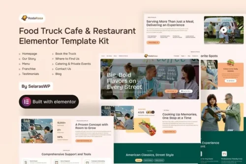 best food truck Elementor template kit instant download