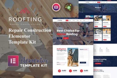 best Roofting Elementor template kit for construction websites download