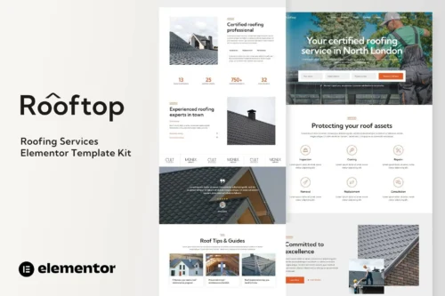 best roofing elementor template kit instant download