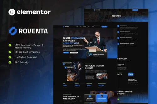 best event conference Elementor template kit instant download