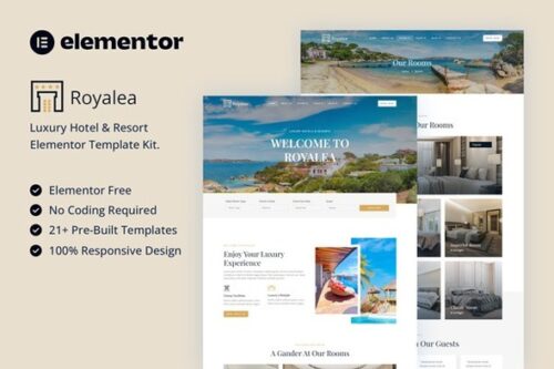 best luxury hotel Elementor template kit instant download