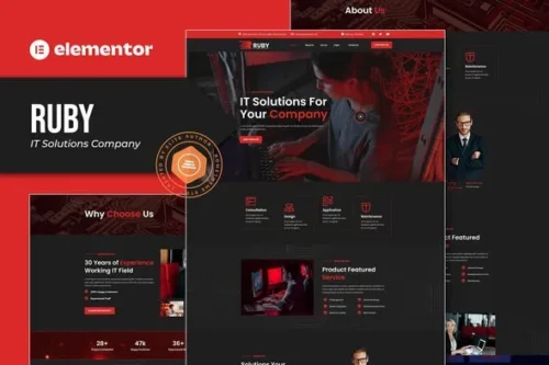 best Ruby IT solutions Elementor template kit download