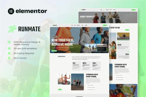 best Elementor running club template instant download