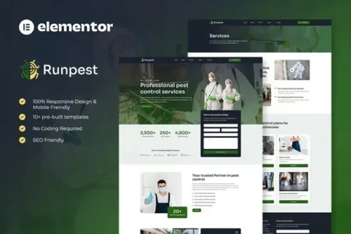 best pest control Elementor template kit instant download