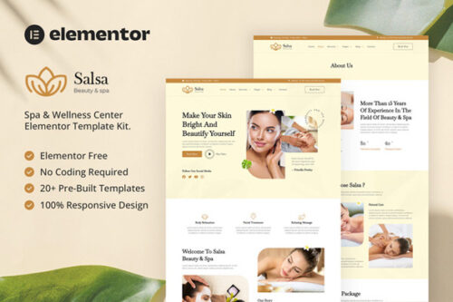best Salsa Elementor Template Kit for spa website design