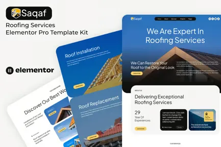 best Saqaf roofing Elementor template kit instant download