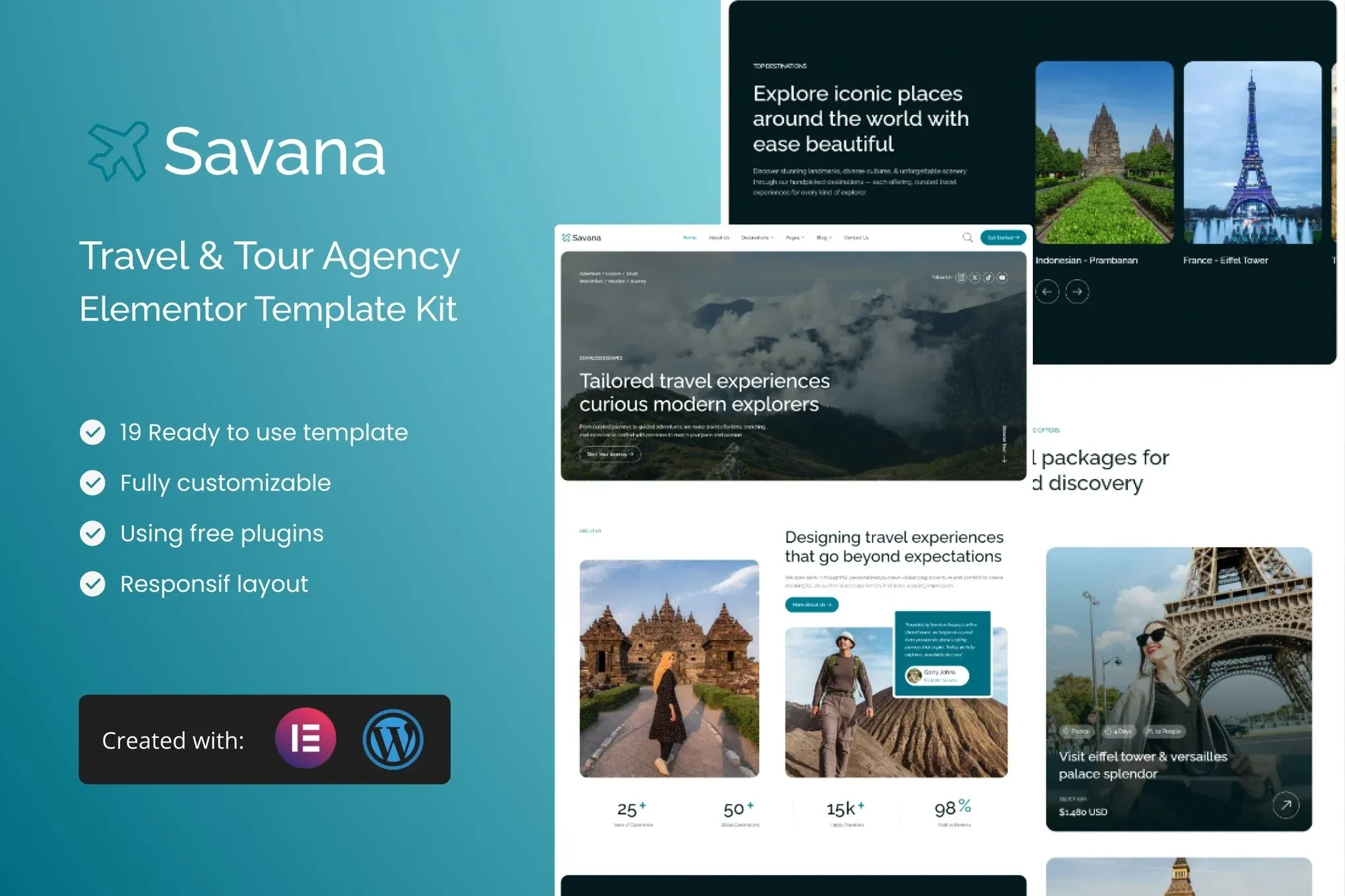 Savana - Travel & Tour Agency Elementor Template Kit best travel agency Elementor template kit instant download