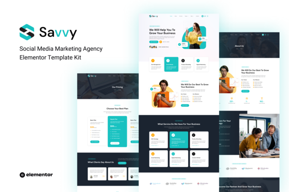 Savvy – Social Media Marketing Agency Elementor Template Kit best social media marketing agency Elementor template kit download