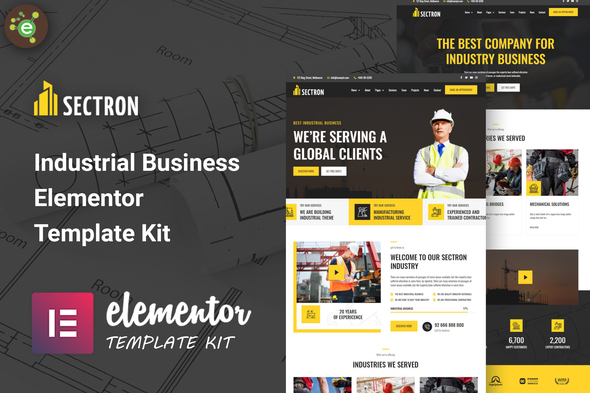 Sectron - Industrial Business Elementor Template Kit best industrial business Elementor template kit instant download